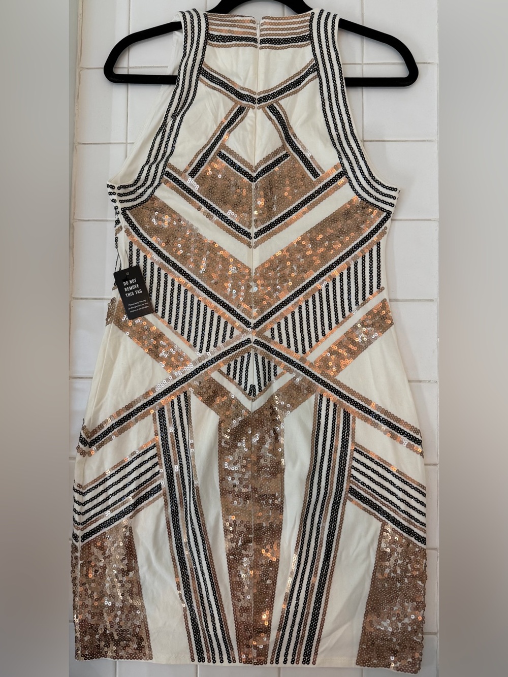 Express Ivory Dress with Sequin Design - Picture 5 of 9